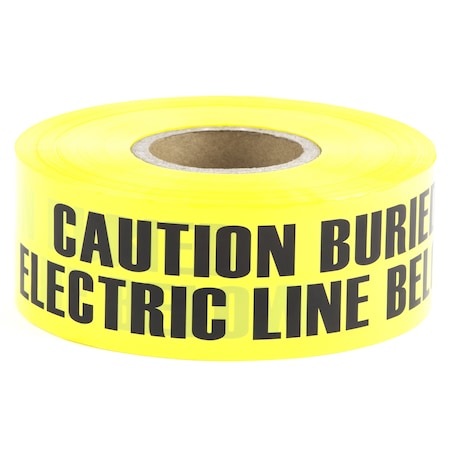 Dottie Underground Warning Tape, Caution Buried Electric Line Below, Yellow, Polyethylene UT7D